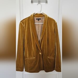 INC International Concepts Mustard Yellow Velvet Blazer; size large